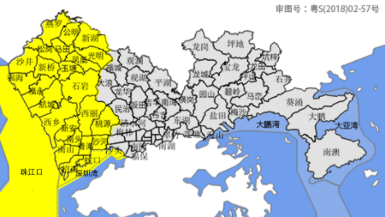 深圳分區暴雨黃色、雷雨大風黃色預警信號生效中！