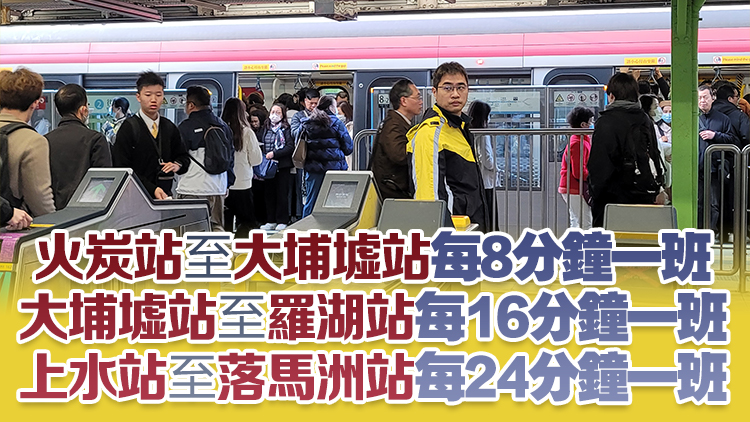 太和站工程車故障｜東鐵線非繁忙時間列車安排 金鐘站至火炭站每4至8分鐘一班